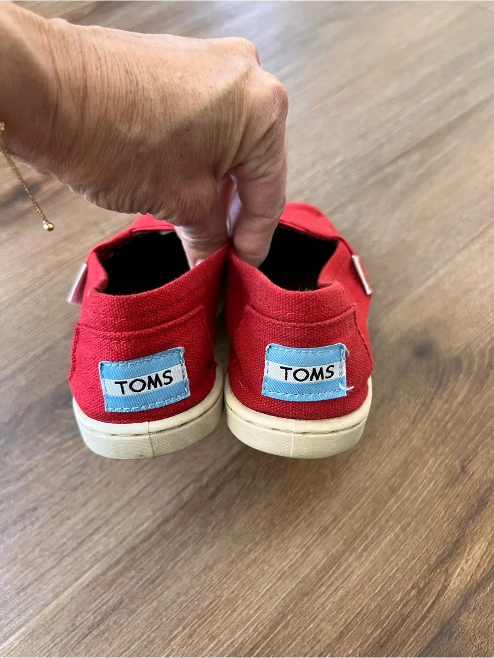 Toms Canvas Slip-On Shoes in Red with White Sole
